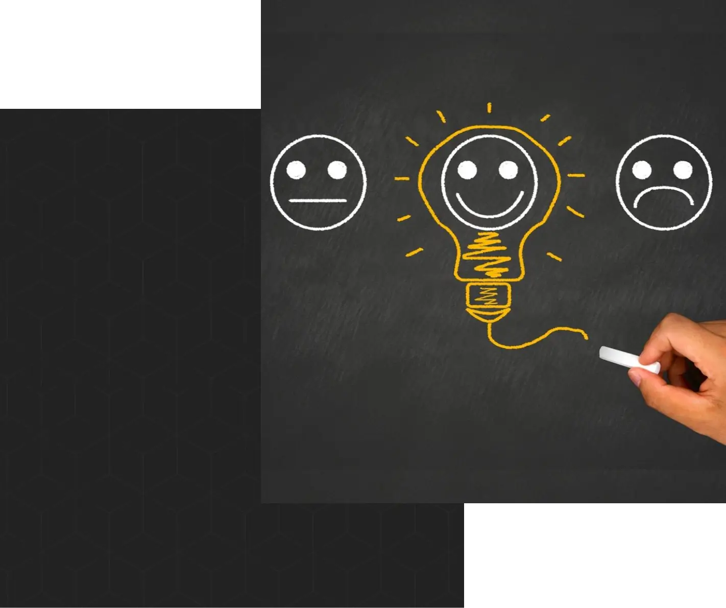 A person drawing on the wall with a light bulb